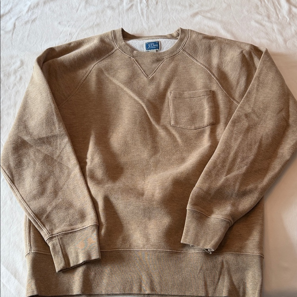 J. Crew Men's Tan Sweatshirt with Chest Pocket